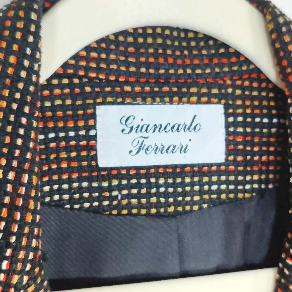 Vintage Giancarlo Ferrari 100% Silk Tweed Blazer S Multicolor 90s Art Teacher
